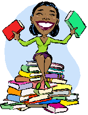 A teacher sitting on a pile of books. (http://www.massrecycle.org/graphics/teacher.gif)